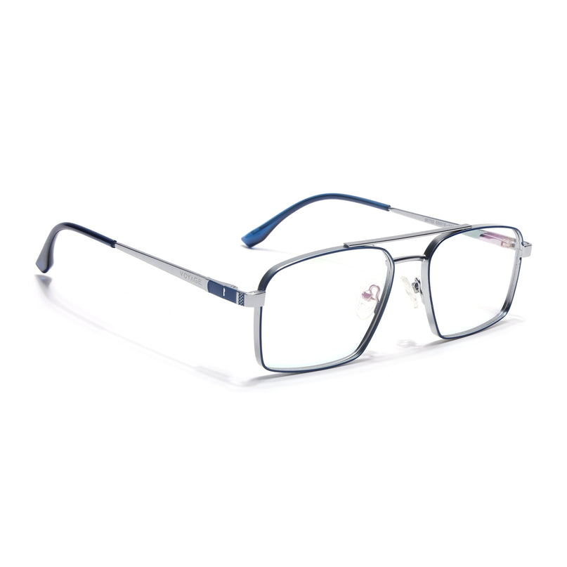 Voyage Silverline Blue & Matt Silver Wayfarer Eyeglasses for Men & Women - MG5455-C2