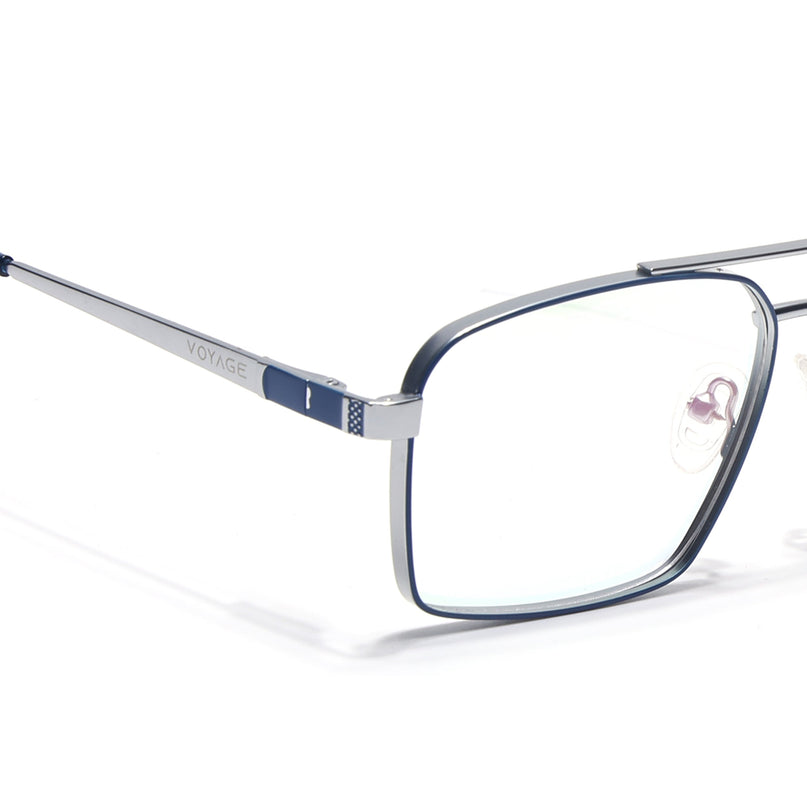 Voyage Silverline Blue & Matt Silver Wayfarer Eyeglasses for Men & Women - MG5455-C2