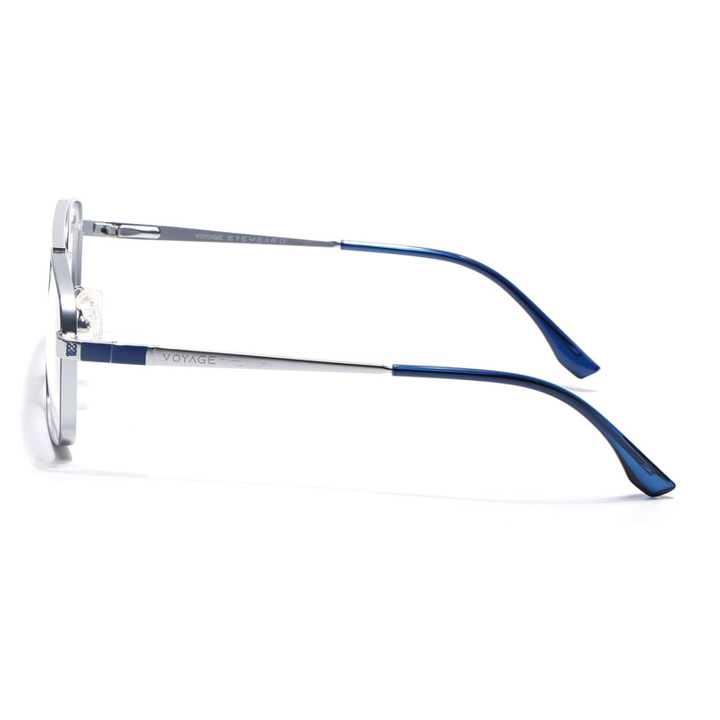 Voyage Silverline Blue & Matt Silver Wayfarer Eyeglasses for Men & Women - MG5455-C2