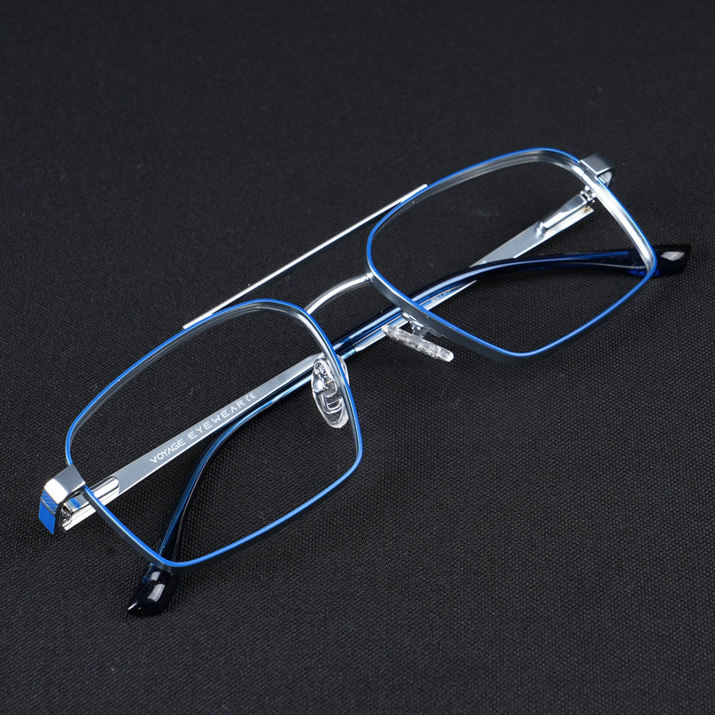 Voyage Silverline Blue & Matt Silver Wayfarer Eyeglasses for Men & Women - MG5455-C2