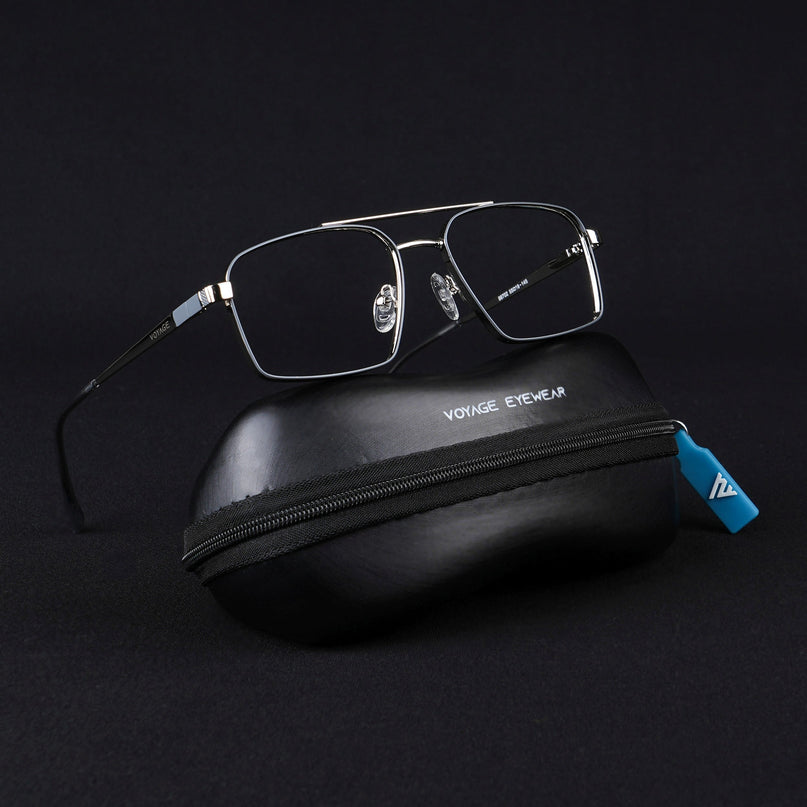 Voyage Silverline Silver & Grey Wayfarer Eyeglasses for Men & Women - MG5458-C5