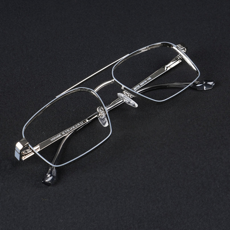 Voyage Silverline Silver & Grey Wayfarer Eyeglasses for Men & Women - MG5458-C5