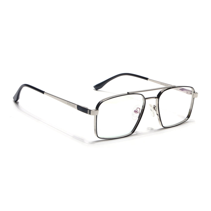 Voyage Silverline Silver & Black Wayfarer Eyeglasses for Men & Women - MG5459-C6
