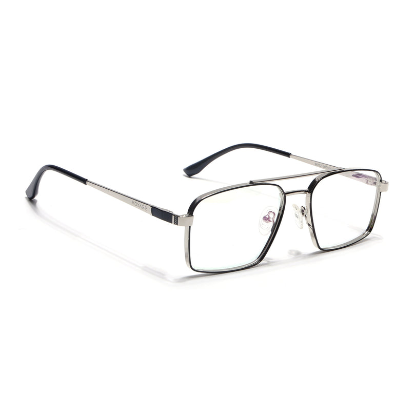 Voyage Silverline Silver & Black Wayfarer Eyeglasses for Men & Women - MG5459-C6
