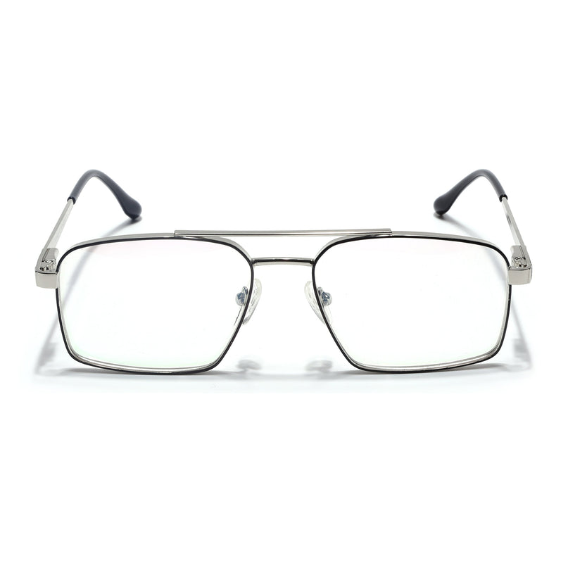 Voyage Silverline Silver & Black Wayfarer Eyeglasses for Men & Women - MG5459-C6