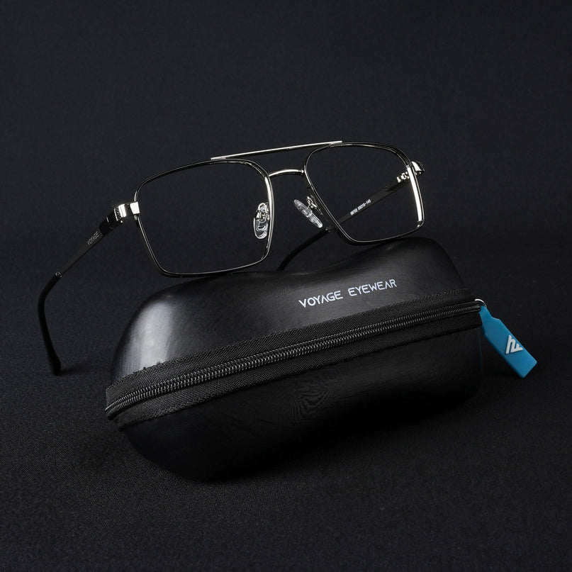 Voyage Silverline Silver & Black Wayfarer Eyeglasses for Men & Women - MG5459-C6