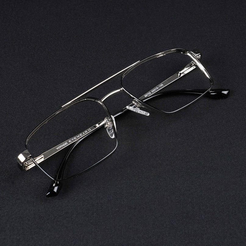 Voyage Silverline Silver & Black Wayfarer Eyeglasses for Men & Women - MG5459-C6