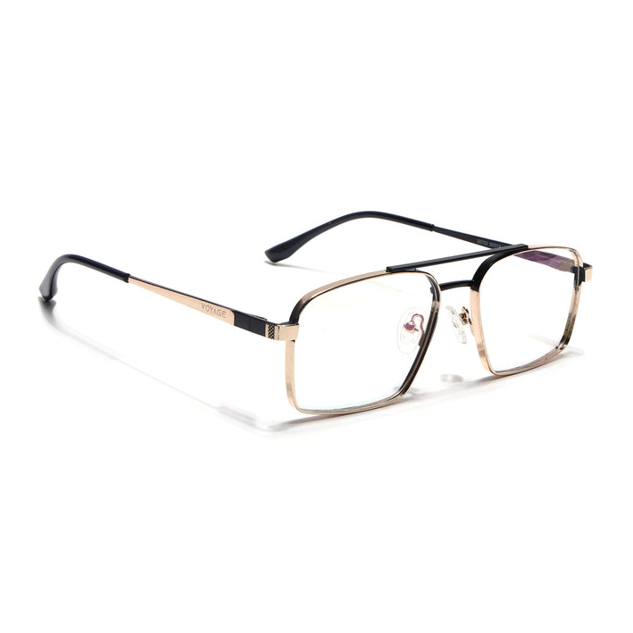 Voyage Silverline Golden & Black Wayfarer Eyeglasses for Men & Women - MG5460-C7
