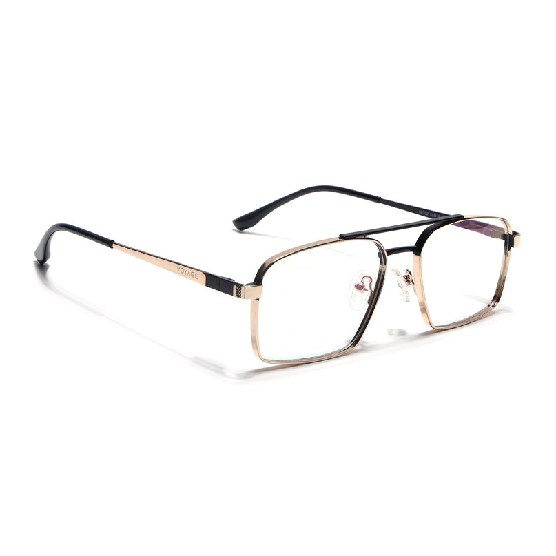 Voyage Silverline Golden & Black Wayfarer Eyeglasses for Men & Women - MG5460-C7