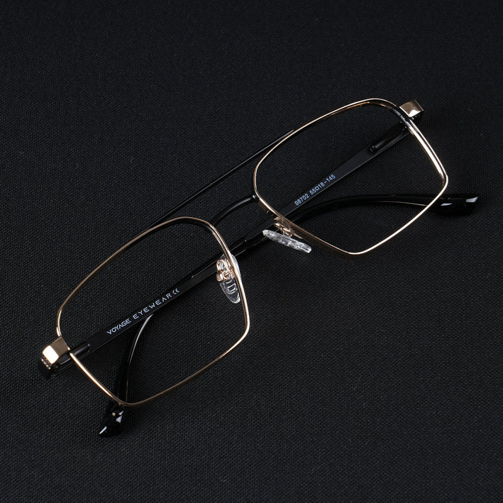 Voyage Silverline Golden & Black Wayfarer Eyeglasses for Men & Women - MG5460-C7