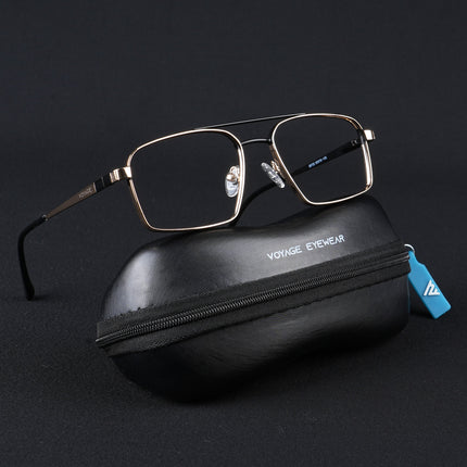 Voyage Silverline Golden & Black Wayfarer Eyeglasses for Men & Women - MG5460-C7