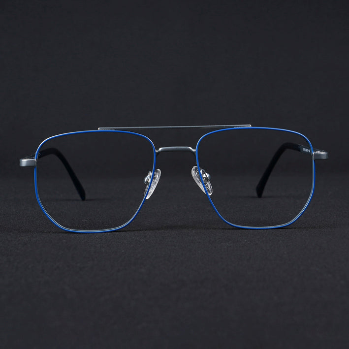 Voyage Silverline Blue & Matt Silver Wayfarer Eyeglasses for Men & Women - MG5461-C1