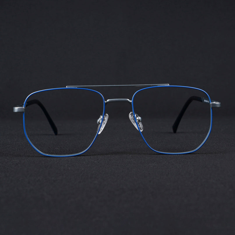 Voyage Silverline Blue & Matt Silver Wayfarer Eyeglasses for Men & Women - MG5461-C1