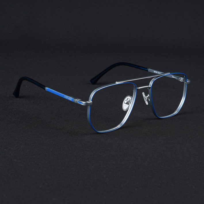 Voyage Silverline Blue & Matt Silver Wayfarer Eyeglasses for Men & Women - MG5461-C1