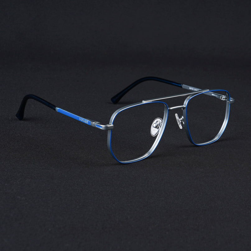 Voyage Silverline Blue & Matt Silver Wayfarer Eyeglasses for Men & Women - MG5461-C1