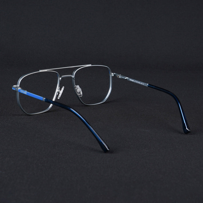 Voyage Silverline Blue & Matt Silver Wayfarer Eyeglasses for Men & Women - MG5461-C1