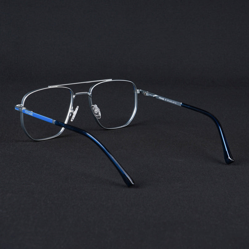 Voyage Silverline Blue & Matt Silver Wayfarer Eyeglasses for Men & Women - MG5461-C1