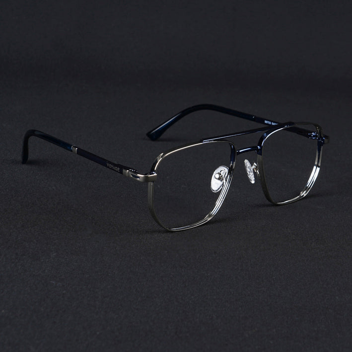 Voyage Silverline Silver & Blue Wayfarer Eyeglasses for Men & Women - MG5462-C2