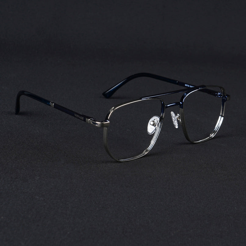 Voyage Silverline Silver & Blue Wayfarer Eyeglasses for Men & Women - MG5462-C2