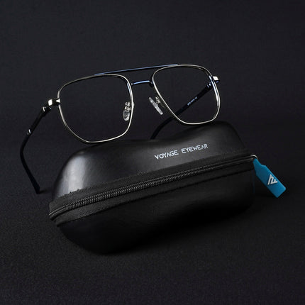 Voyage Silverline Silver & Blue Wayfarer Eyeglasses for Men & Women - MG5462-C2