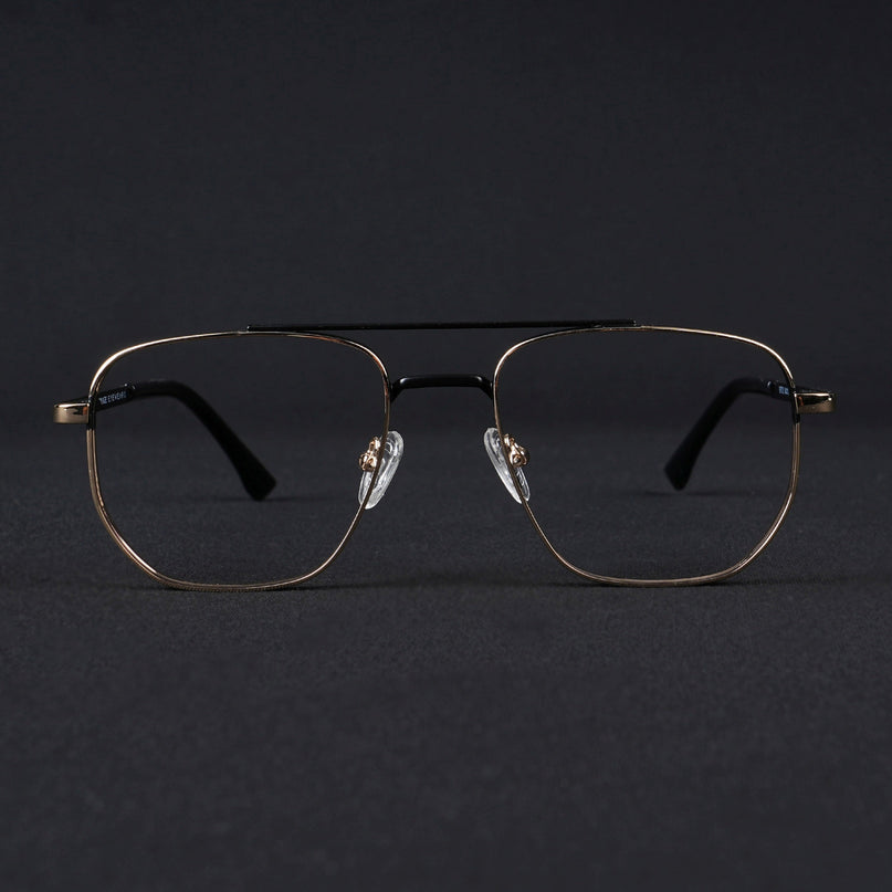 Voyage Silverline Golden & Black Wayfarer Eyeglasses for Men & Women - MG5463-C3