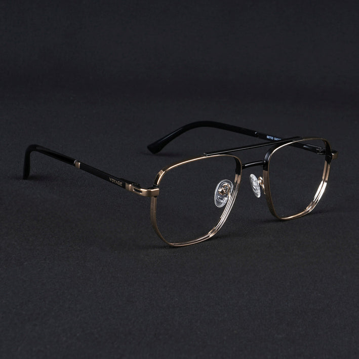 Voyage Silverline Golden & Black Wayfarer Eyeglasses for Men & Women - MG5463-C3