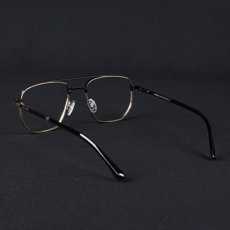 Voyage Silverline Golden & Black Wayfarer Eyeglasses for Men & Women - MG5463-C3