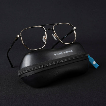 Voyage Silverline Golden & Black Wayfarer Eyeglasses for Men & Women - MG5463-C3