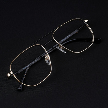 Voyage Silverline Golden & Black Wayfarer Eyeglasses for Men & Women - MG5463-C3