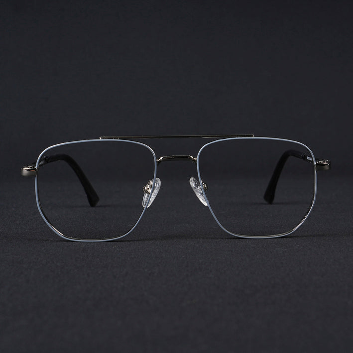 Voyage Silverline Silver & Grey Wayfarer Eyeglasses for Men & Women - MG5464-C4