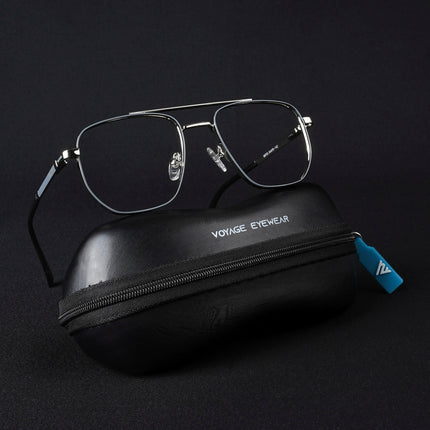 Voyage Silverline Silver & Grey Wayfarer Eyeglasses for Men & Women - MG5464-C4