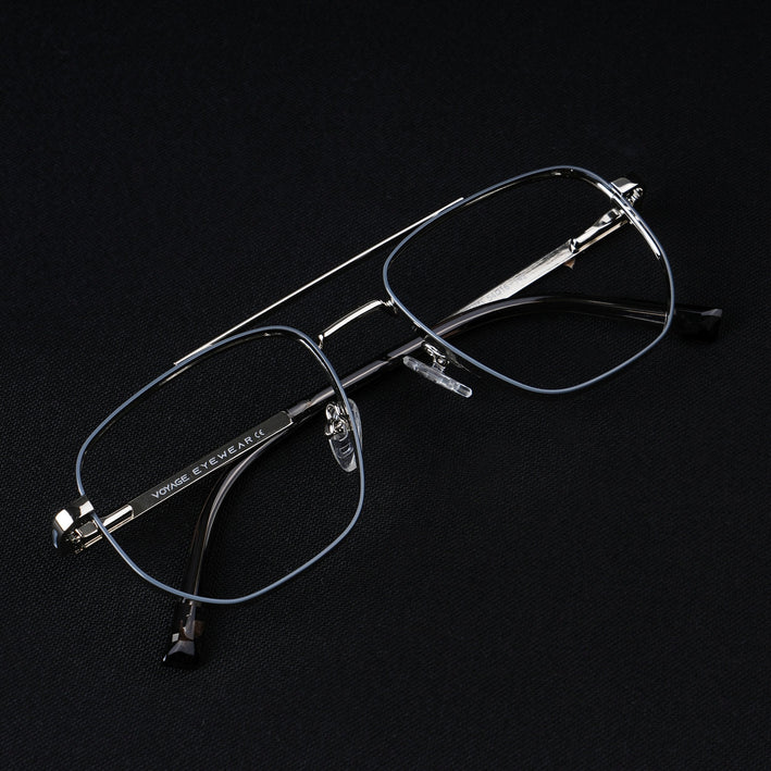 Voyage Silverline Silver & Grey Wayfarer Eyeglasses for Men & Women - MG5464-C4