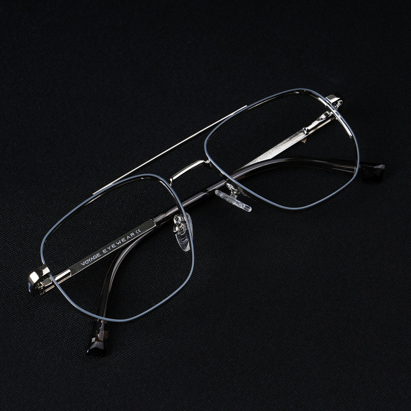 Voyage Silverline Silver & Grey Wayfarer Eyeglasses for Men & Women - MG5464-C4