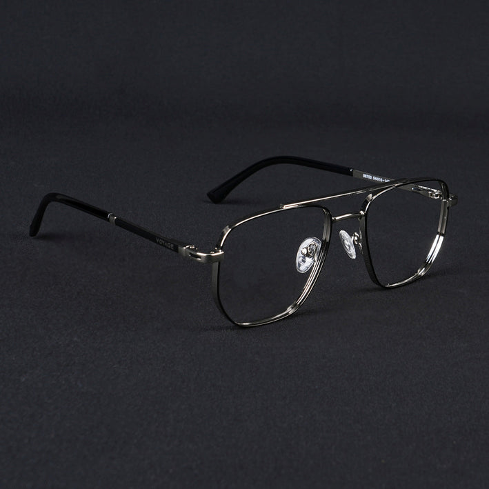 Voyage Silverline Silver & Black Wayfarer Eyeglasses for Men & Women - MG5465-C5