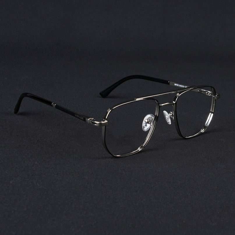 Voyage Silverline Silver & Black Wayfarer Eyeglasses for Men & Women - MG5465-C5