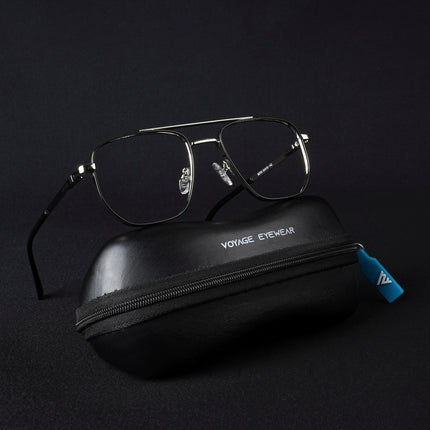 Voyage Silverline Silver & Black Wayfarer Eyeglasses for Men & Women - MG5465-C5