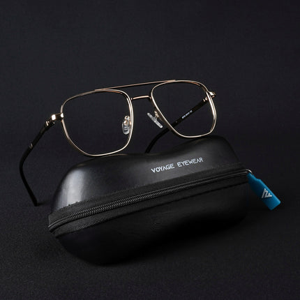 Voyage Silverline Golden Wayfarer Eyeglasses for Men & Women - MG5467-C7