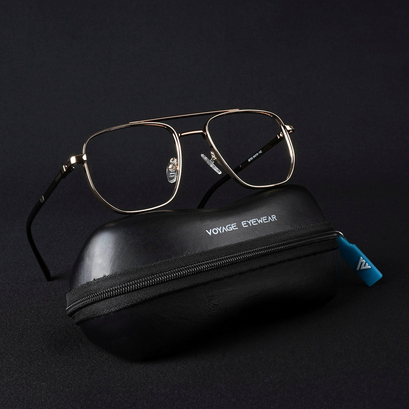 Voyage Silverline Golden Wayfarer Eyeglasses for Men & Women - MG5467-C7