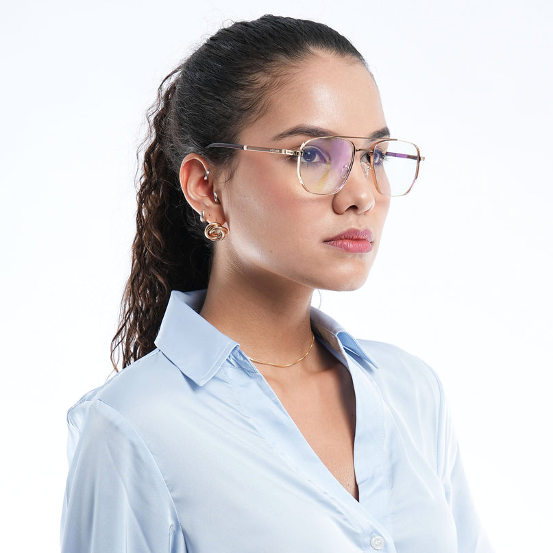 Voyage Silverline Golden Wayfarer Eyeglasses for Men & Women - MG5467-C7