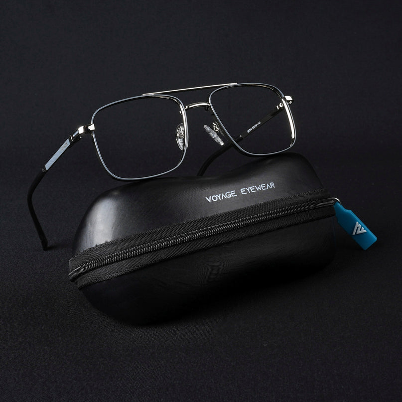 Voyage Silverline Silver & Grey Wayfarer Eyeglasses for Men & Women - MG5468-C1