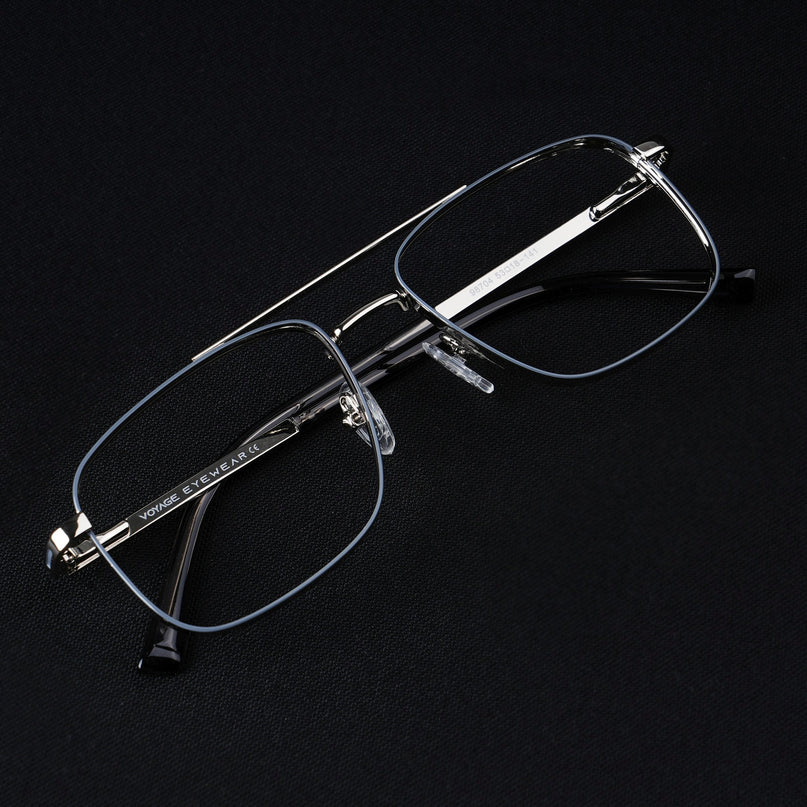 Voyage Silverline Silver & Grey Wayfarer Eyeglasses for Men & Women - MG5468-C1