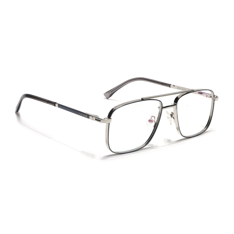 Voyage Silverline Silver & Grey Wayfarer Eyeglasses for Men & Women - MG5468-C1