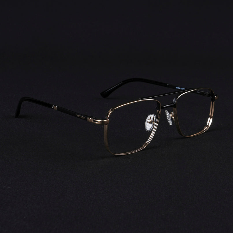 Voyage Silverline Golden & Black Wayfarer Eyeglasses for Men & Women - MG5469-C2