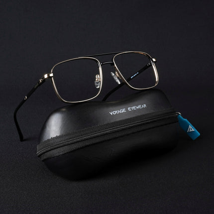 Voyage Silverline Golden & Black Wayfarer Eyeglasses for Men & Women - MG5469-C2