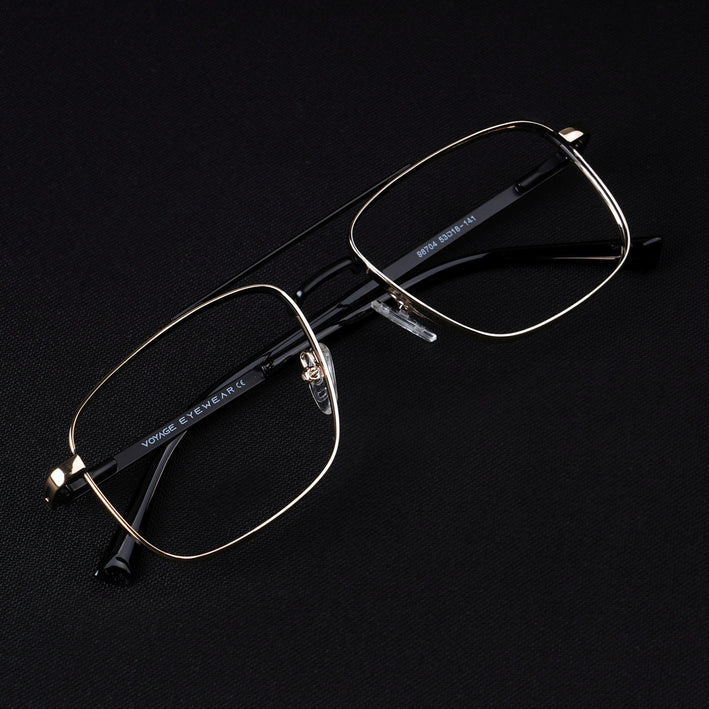 Voyage Silverline Golden & Black Wayfarer Eyeglasses for Men & Women - MG5469-C2