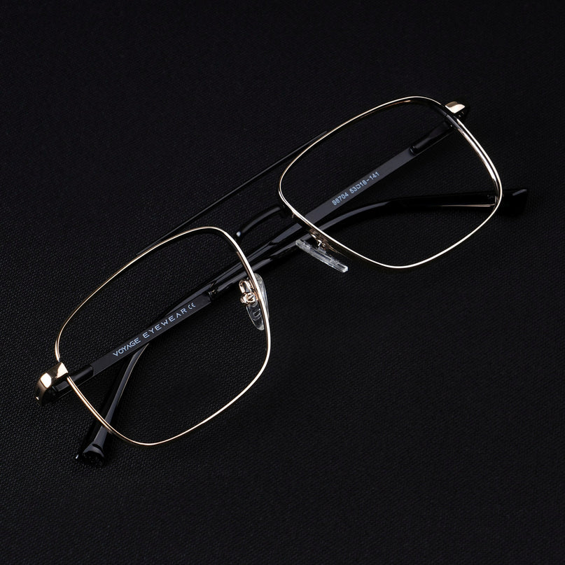 Voyage Silverline Golden & Black Wayfarer Eyeglasses for Men & Women - MG5469-C2