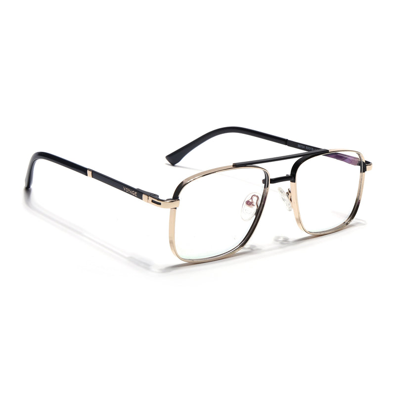 Voyage Silverline Golden & Black Wayfarer Eyeglasses for Men & Women - MG5469-C2