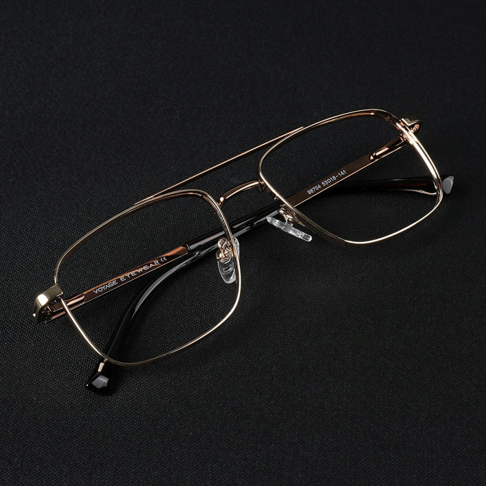 Voyage Silverline Golden Wayfarer Eyeglasses for Men & Women - MG5470-C3