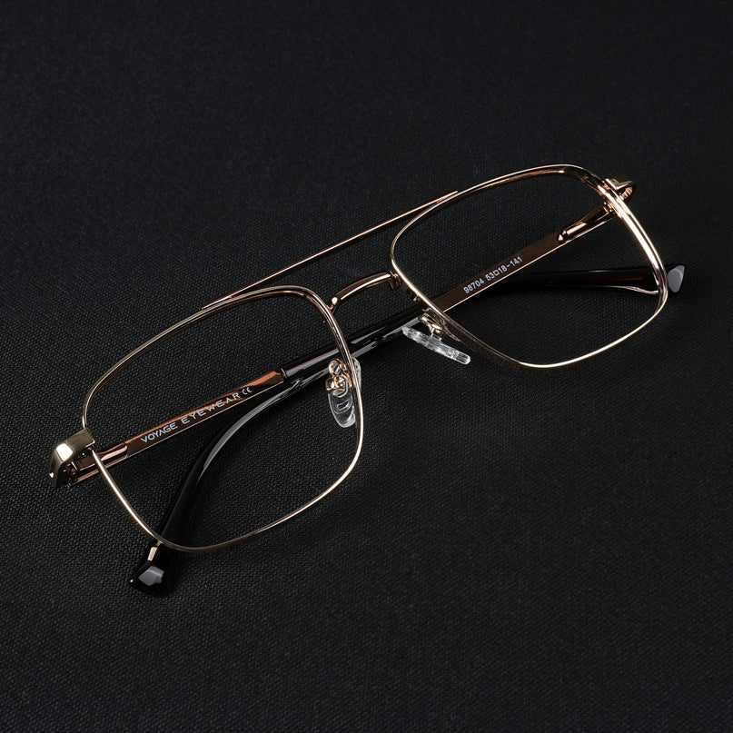 Voyage Silverline Golden Wayfarer Eyeglasses for Men & Women - MG5470-C3