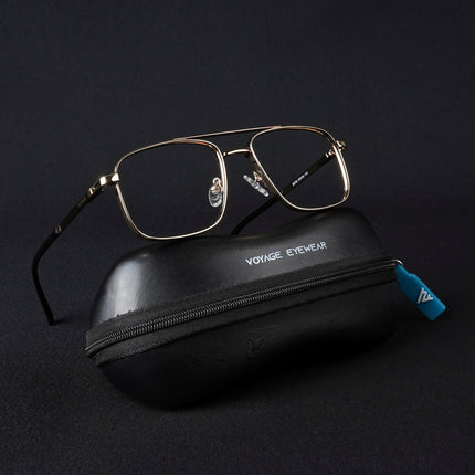 Voyage Silverline Golden Wayfarer Eyeglasses for Men & Women - MG5470-C3